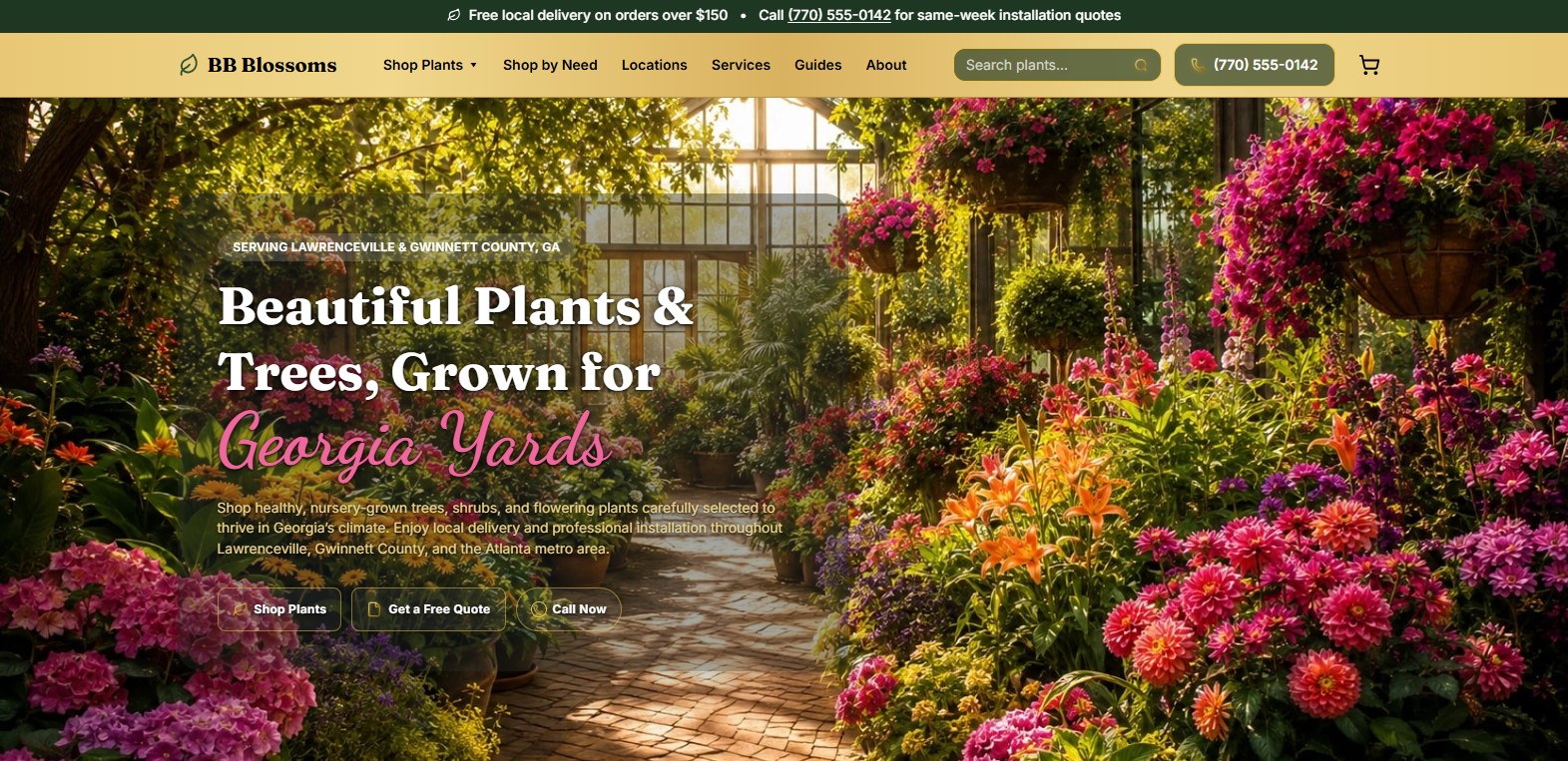 BB Blossoms website screenshot