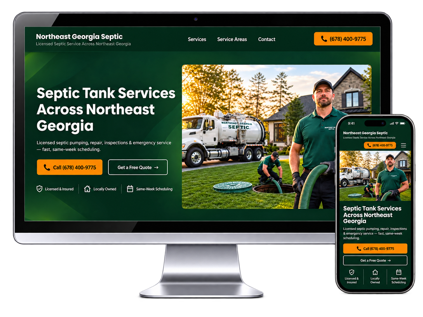 Northeast Georgia Septic shown on desktop and mobile