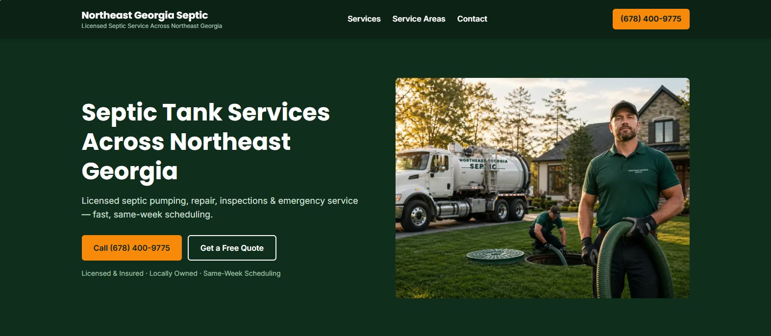 Northeast Georgia Septic website screenshot