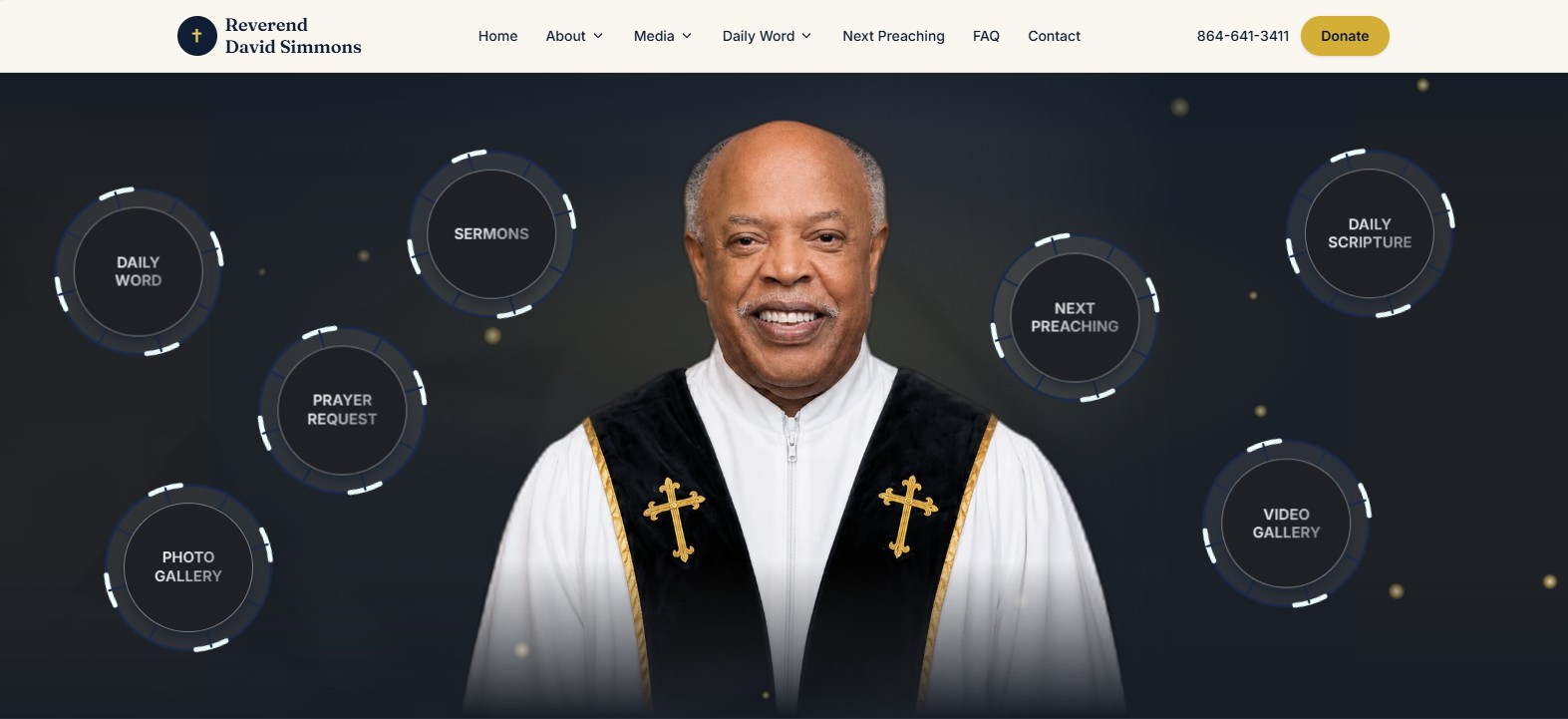 Reverend David Simmons website screenshot